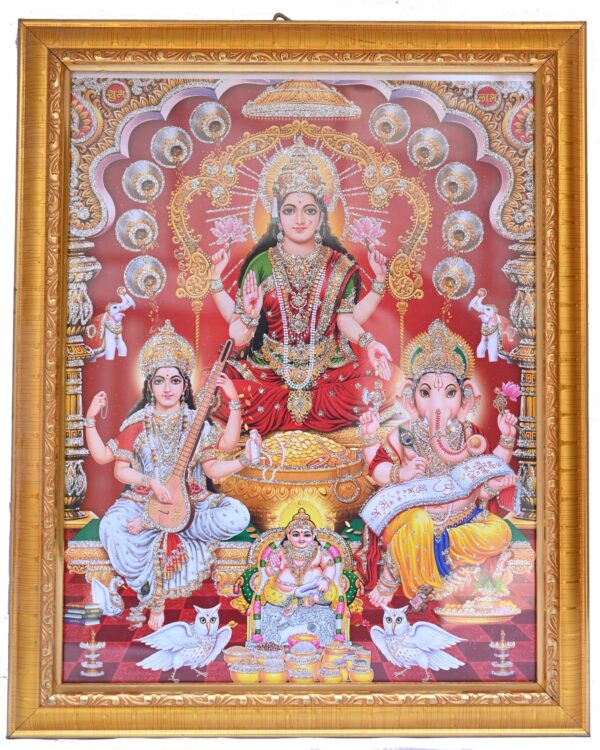 FRAME PHOTO LAKSHMI GANESH SARASWATI